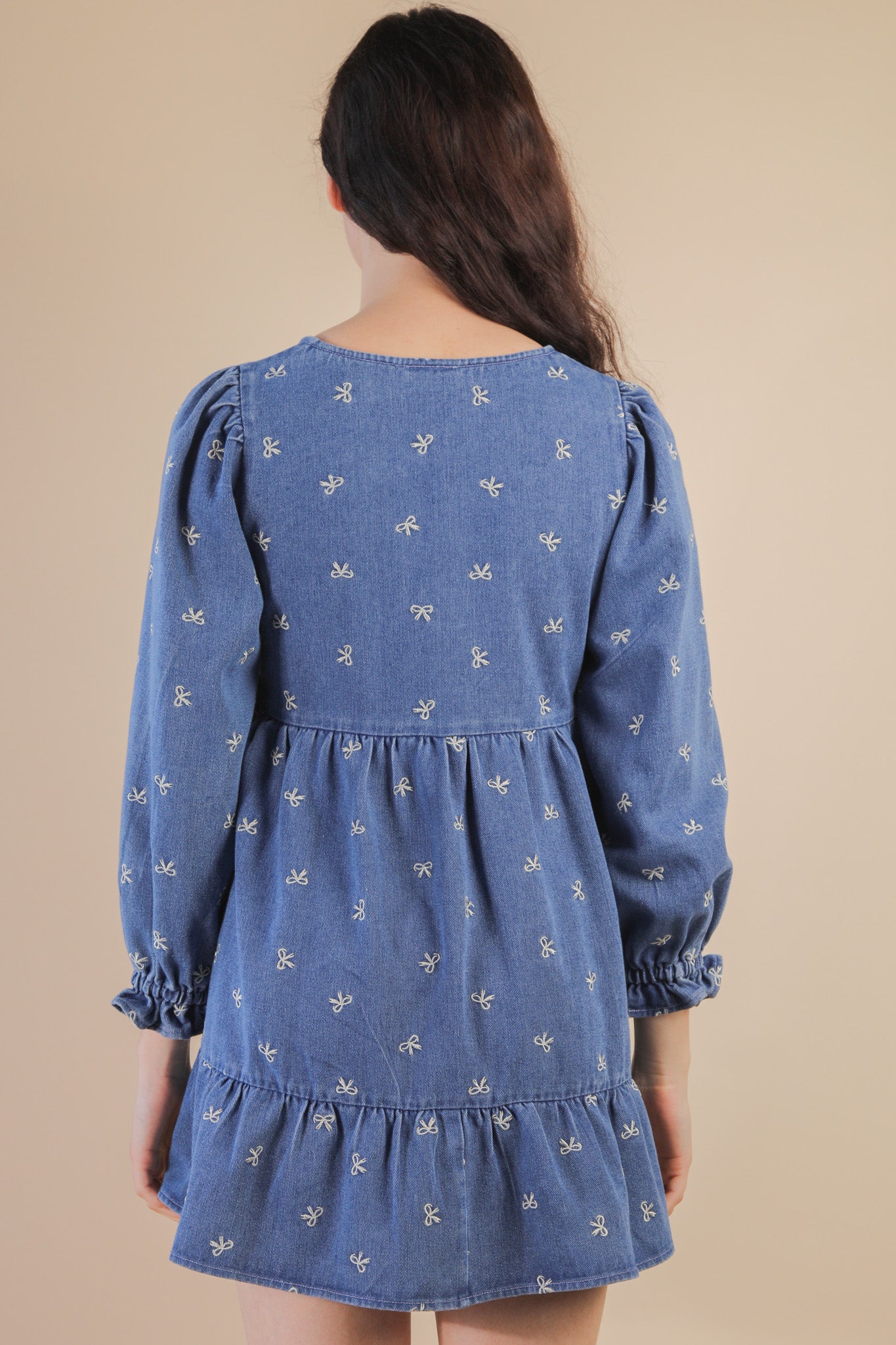 Denim Printed Casual Mini Dress