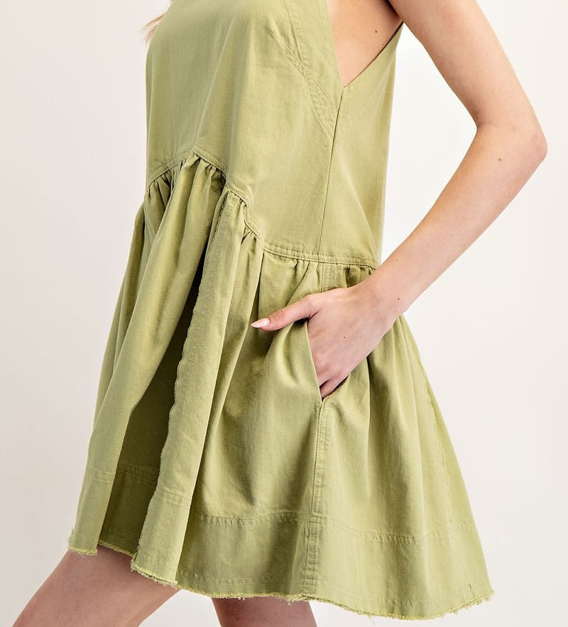 Enzyme Washed Mini Halter Dress