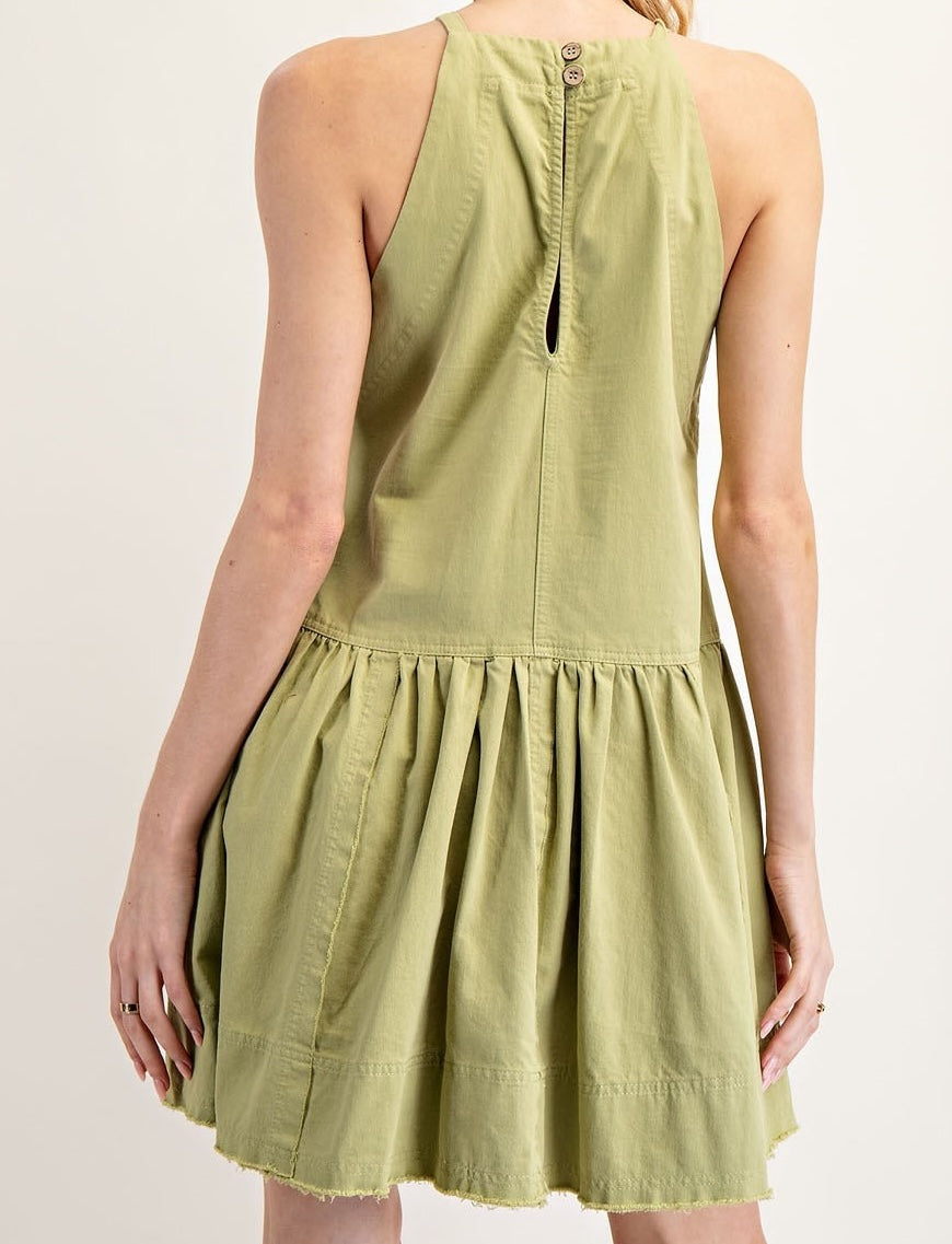 Enzyme Washed Mini Halter Dress