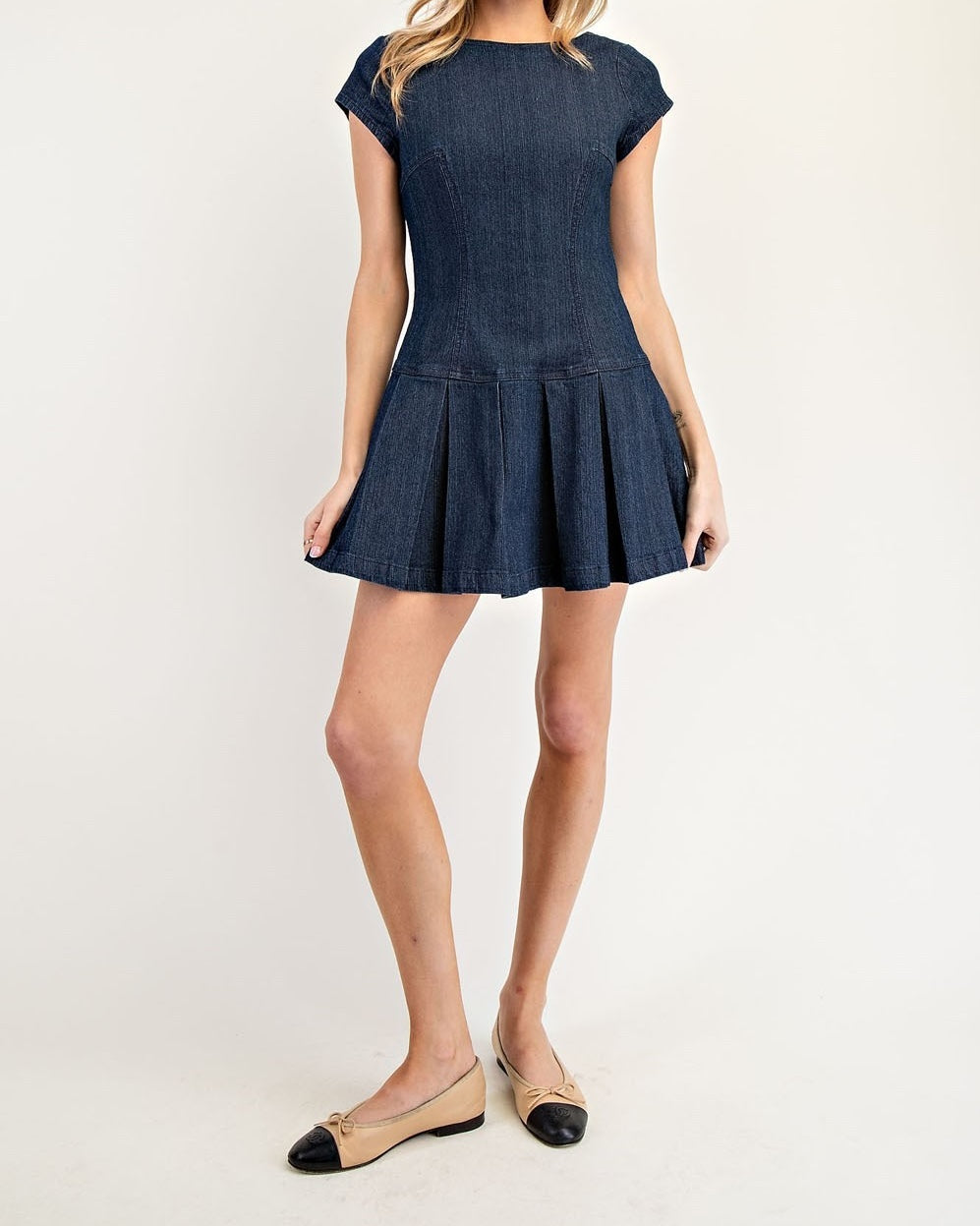 Denim Open Back Mini Dress