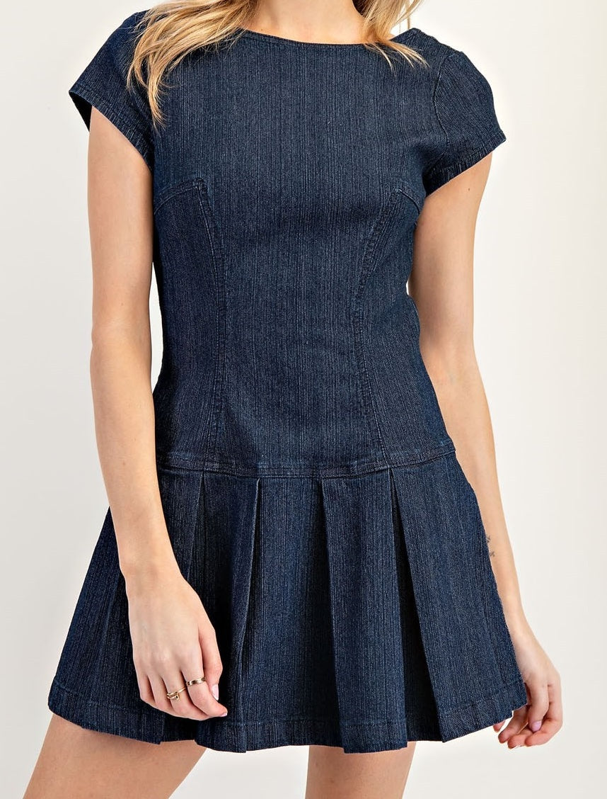 Denim Open Back Mini Dress