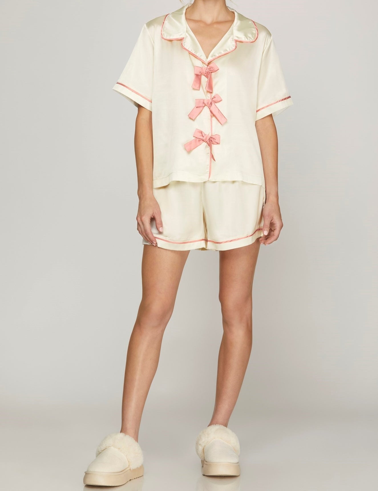 Satin Bow Pajama Set
