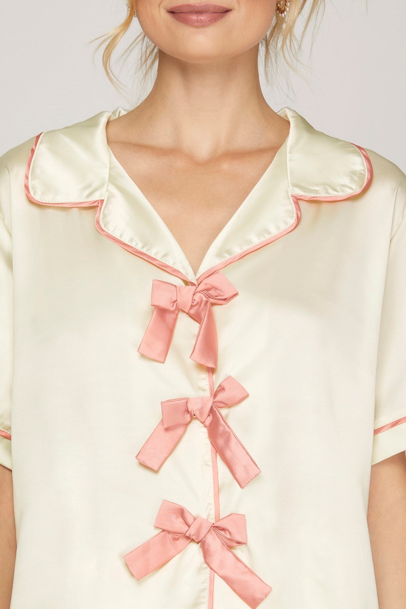 Satin Bow Pajama Set