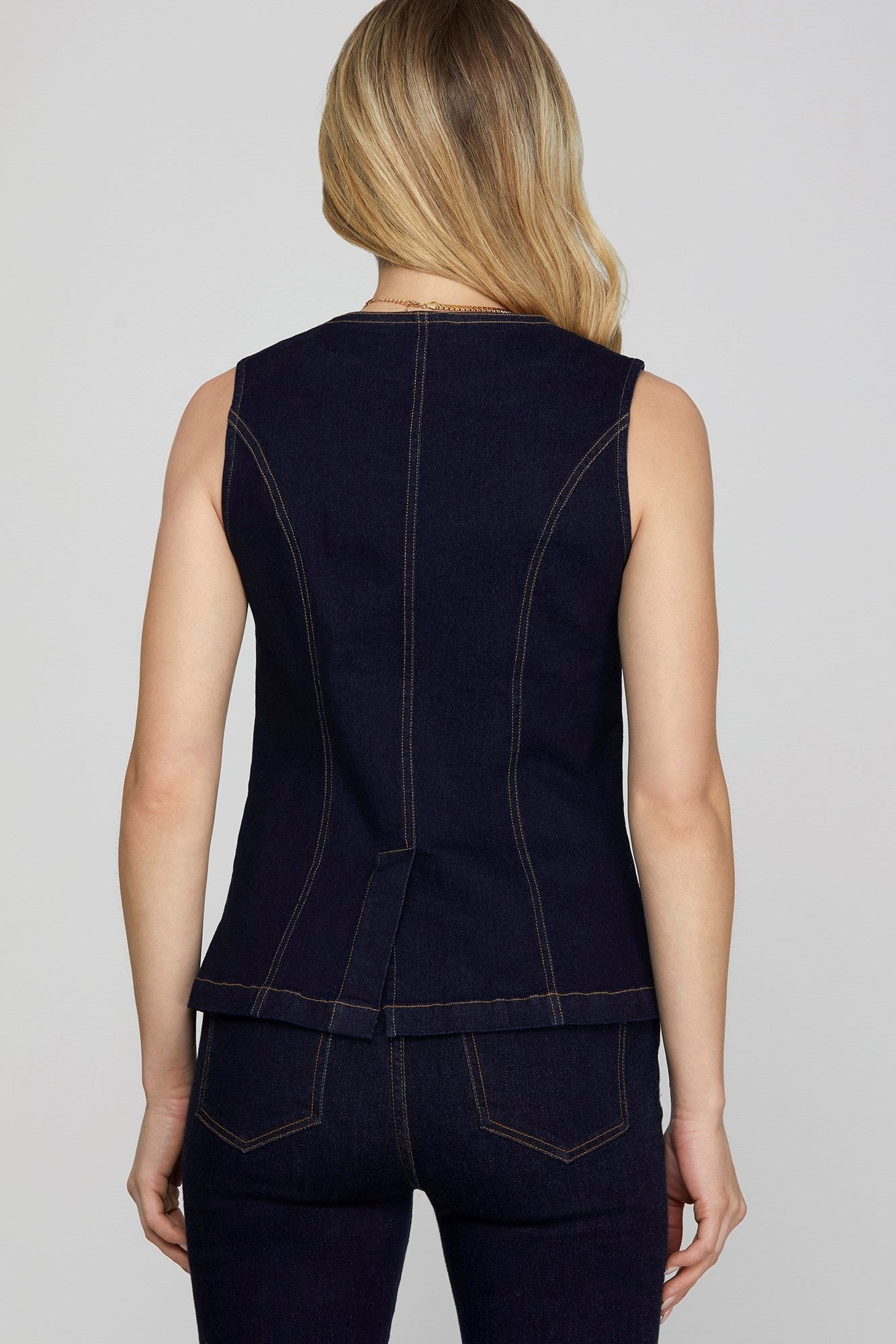 Streched Denim Blazer Vest