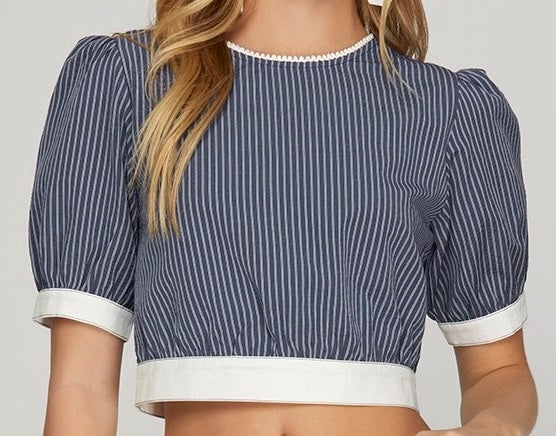 Woven Striped Crop Top