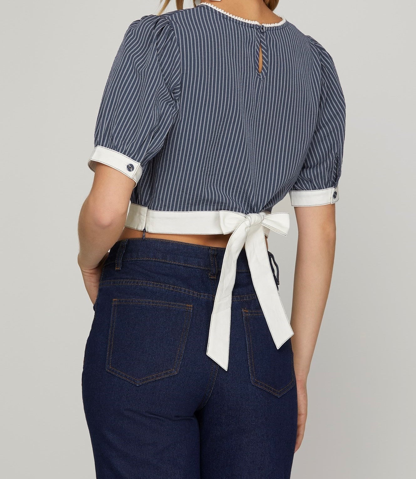 Woven Striped Crop Top