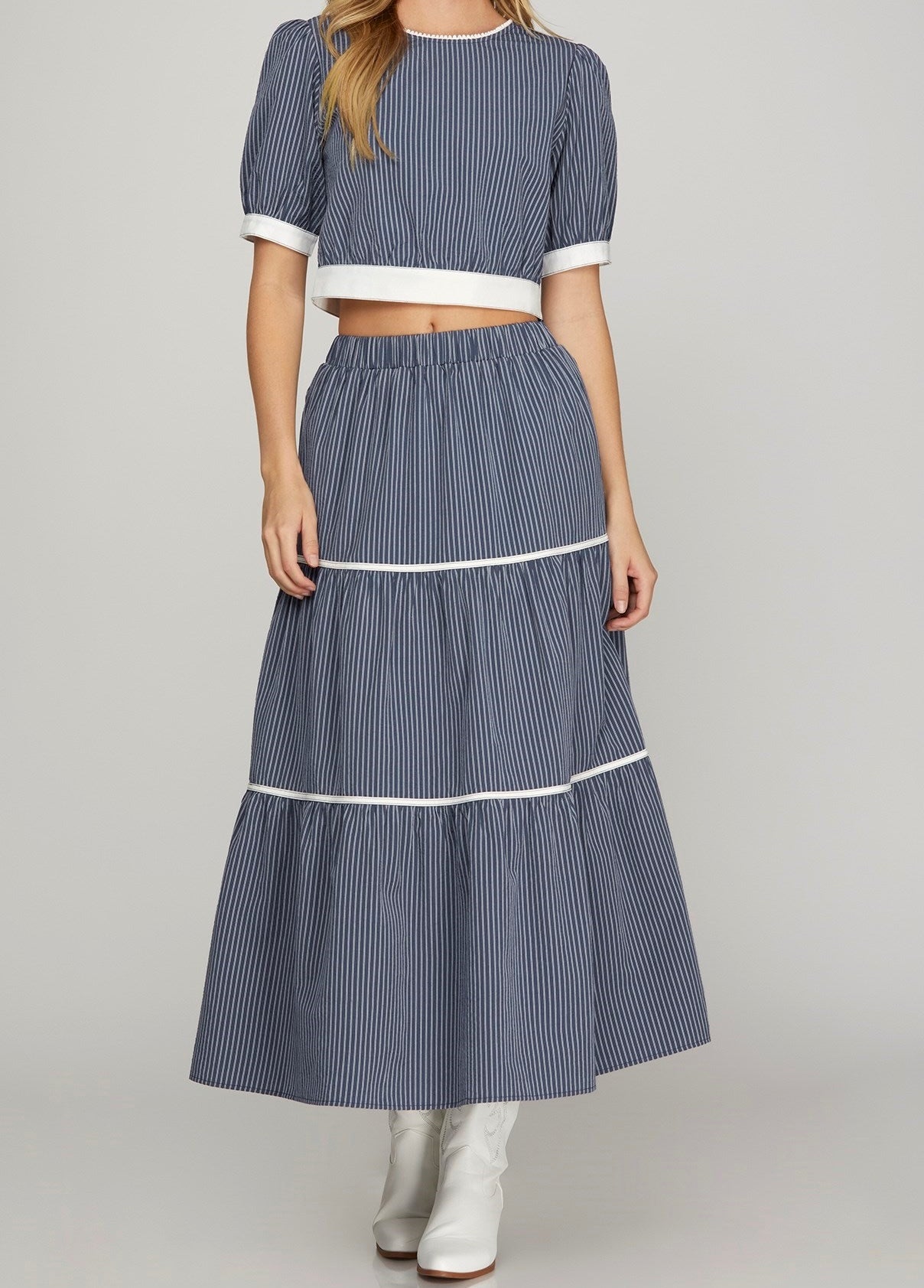 Woven Striped Crop Top
