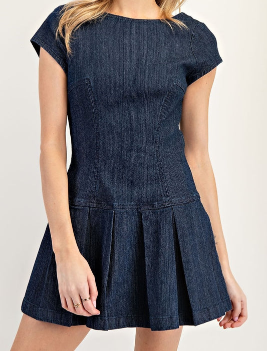 Denim Open Back Mini Dress